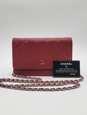 Chanel Red Quilted Leather Wallet-On-Chain (WOC)